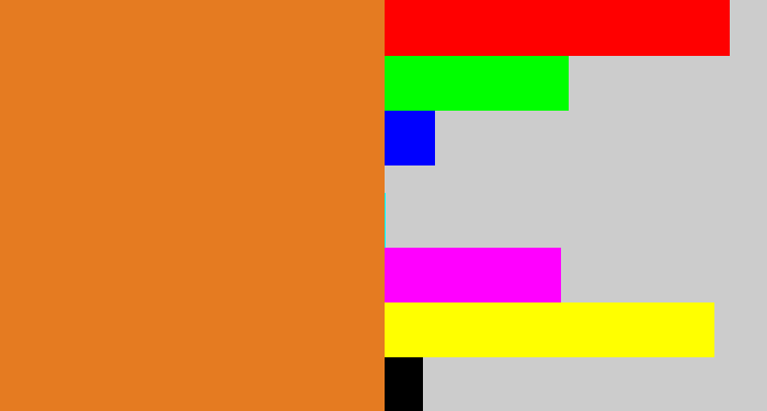 Hex color #e57b21 - brownish orange