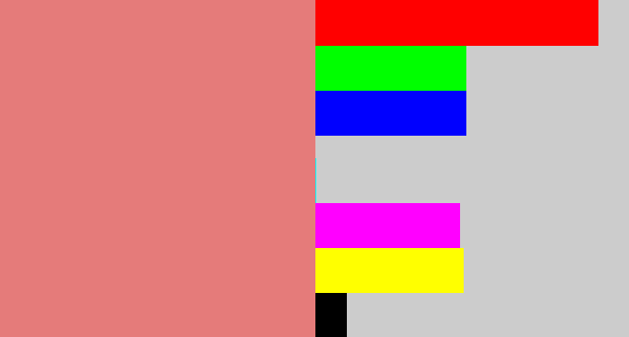 Hex color #e57b7a - pinkish