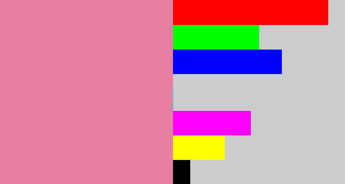 Hex color #e57fa1 - pig pink