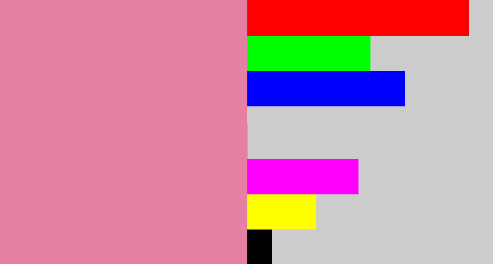 Hex color #e57fa4 - pig pink