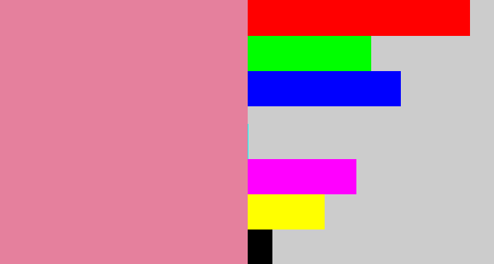 Hex color #e5809d - pig pink