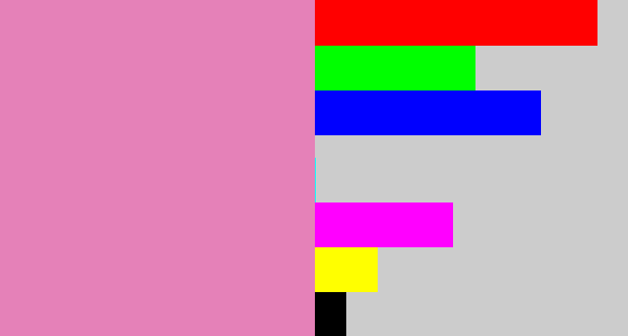 Hex color #e581b8 - pig pink