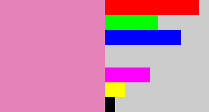Hex color #e582b9 - pig pink
