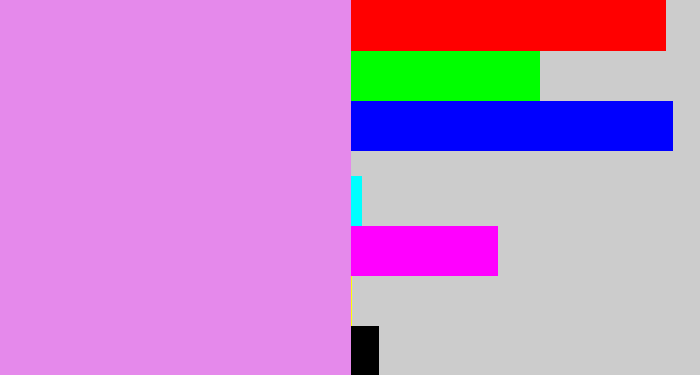 Hex color #e589eb - lavender pink