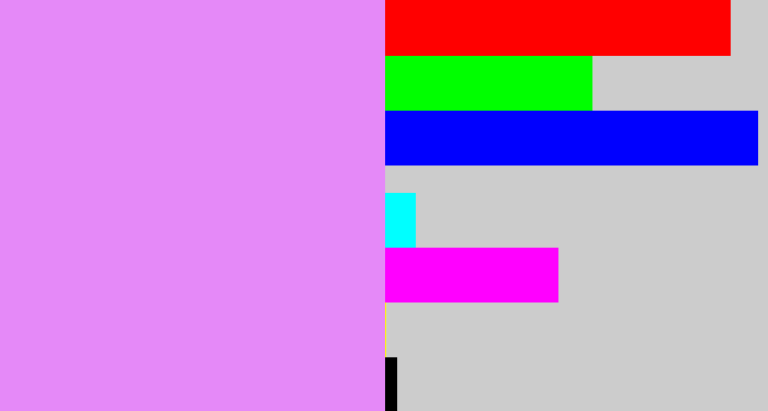 Hex color #e589f8 - purply pink