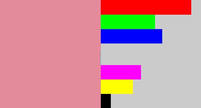 Hex color #e58a9b - pig pink