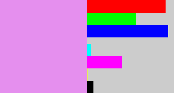 Hex color #e58fee - lavender pink