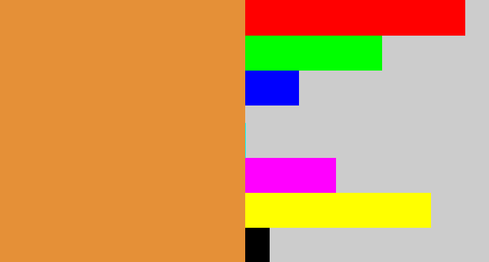 Hex color #e59037 - dull orange