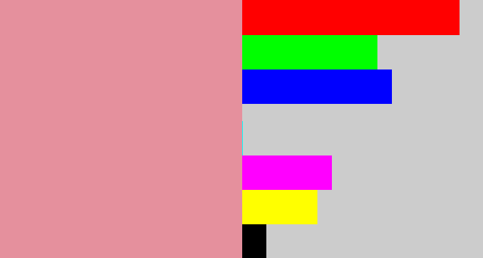 Hex color #e5909d - pig pink