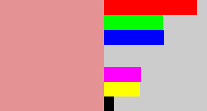 Hex color #e59294 - pig pink