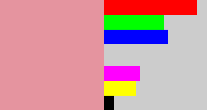 Hex color #e5949f - pig pink