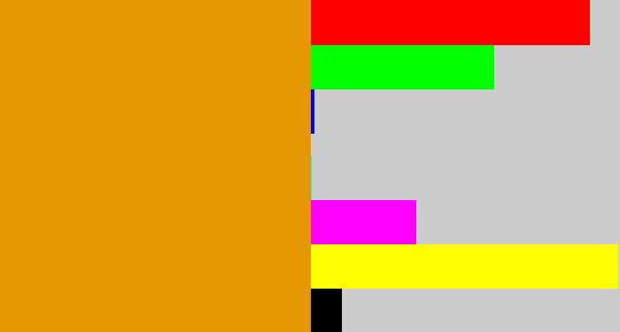 Hex color #e59702 - burnt yellow