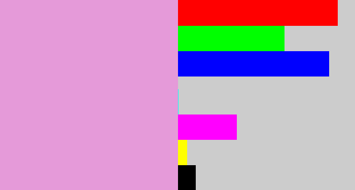 Hex color #e59ad9 - lavender pink