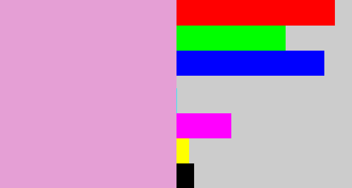 Hex color #e59fd5 - lavender pink