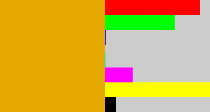 Hex color #e5a901 - burnt yellow
