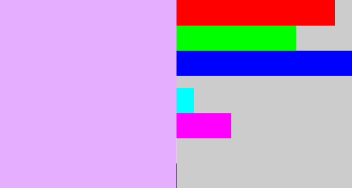 Hex color #e5aefe - light violet