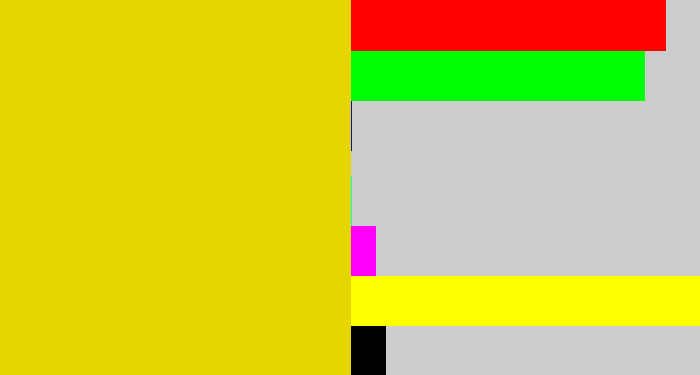Hex color #e5d601 - piss yellow