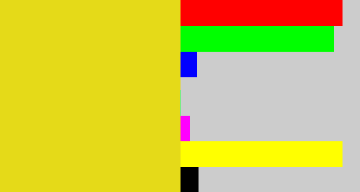 Hex color #e5da18 - piss yellow