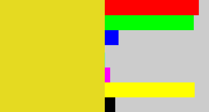 Hex color #e5da21 - piss yellow