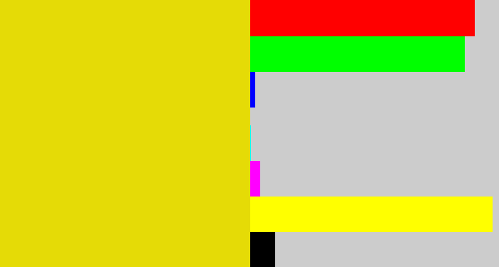 Hex color #e5db06 - piss yellow