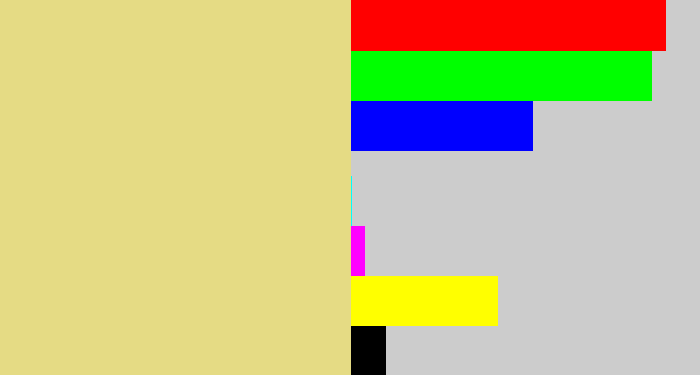 Hex color #e5db84 - sandy