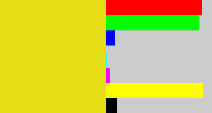 Hex color #e5de15 - piss yellow
