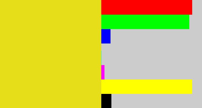 Hex color #e5de18 - piss yellow