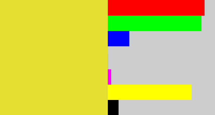 Hex color #e5de33 - sickly yellow