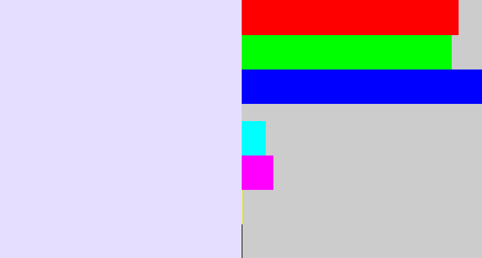 Hex color #e5deff - pale lavender