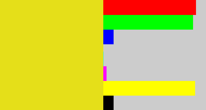 Hex color #e5df19 - piss yellow