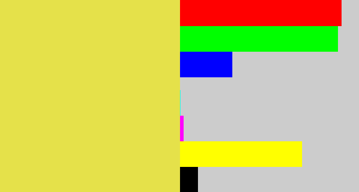 Hex color #e5e14a - dull yellow