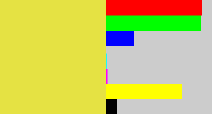 Hex color #e5e243 - off yellow