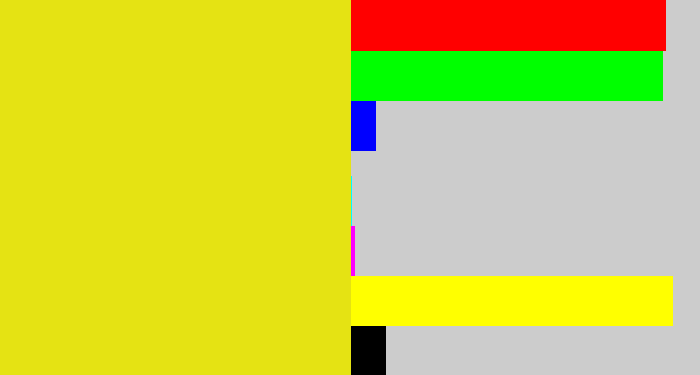 Hex color #e5e313 - piss yellow