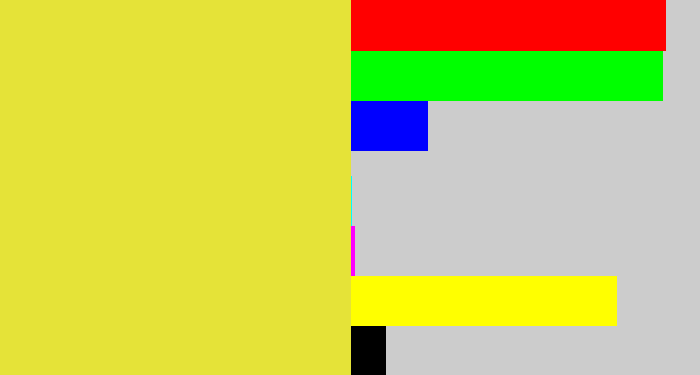 Hex color #e5e338 - off yellow