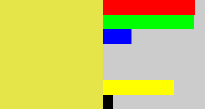 Hex color #e5e448 - off yellow