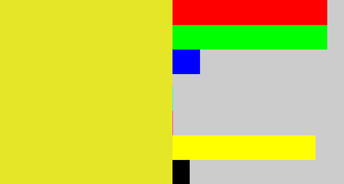 Hex color #e5e628 - sickly yellow