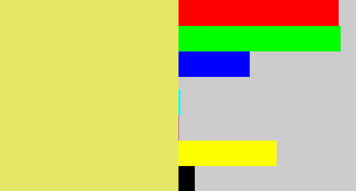 Hex color #e5e767 - dull yellow