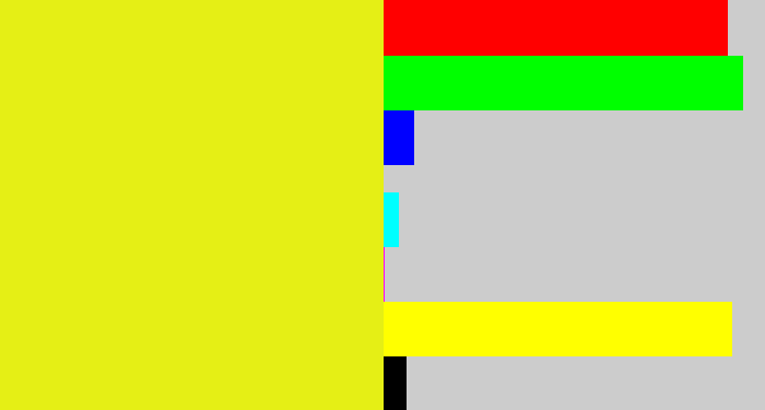 Hex color #e5ef15 - piss yellow