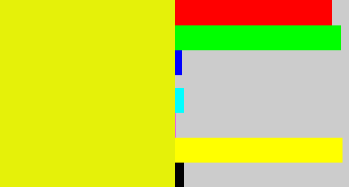 Hex color #e5f109 - neon yellow