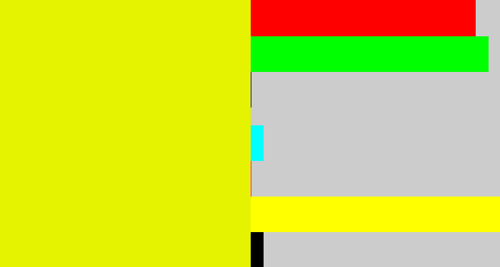 Hex color #e5f200 - neon yellow