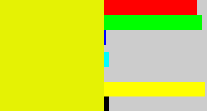 Hex color #e5f204 - neon yellow