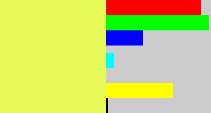 Hex color #e5f959 - lemon