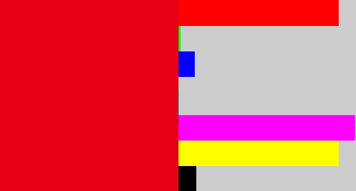 Hex color #e60216 - red