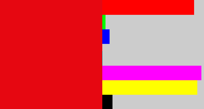 Hex color #e60711 - red