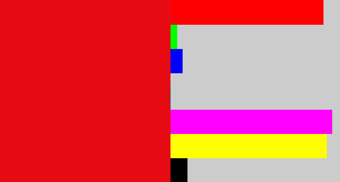 Hex color #e60b12 - red