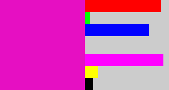 Hex color #e60fc2 - hot magenta