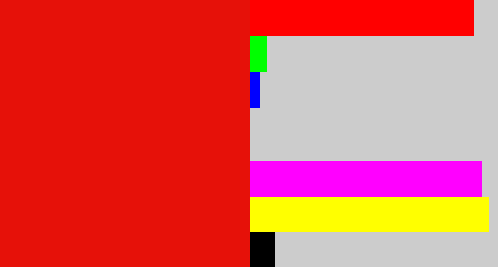 Hex color #e61109 - red