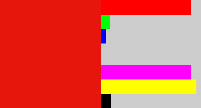 Hex color #e6160c - red