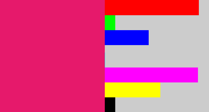 Hex color #e6196b - cerise