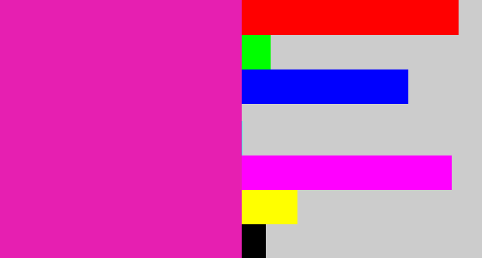 Hex color #e61fb1 - bright pink